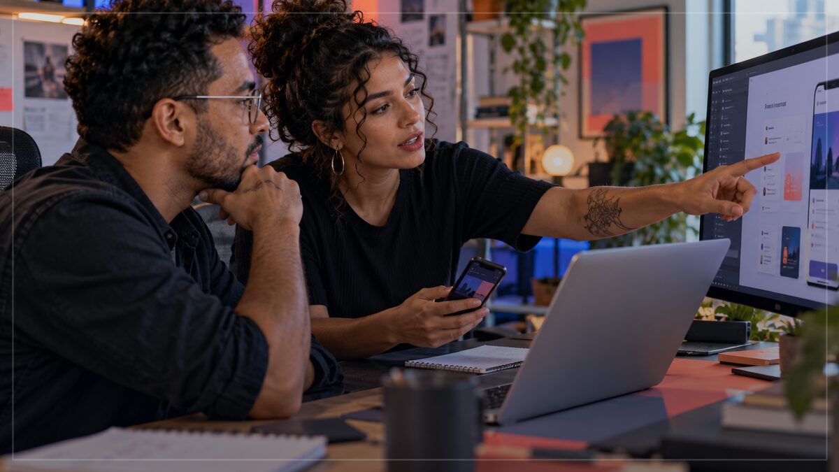 Ilustração editorial sobre Core Web Vitals e resultado de negócio