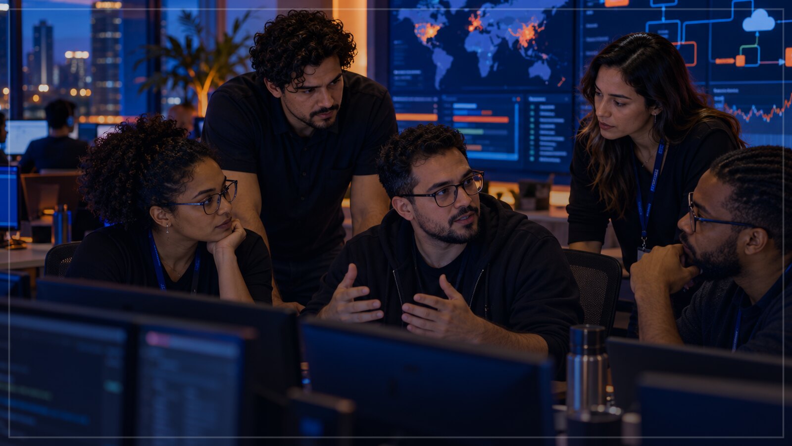 Ilustração editorial sobre Deploy progressivo e feature flags